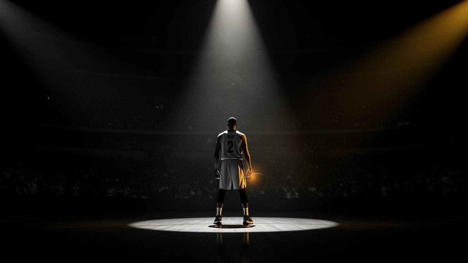 Athlete under stadium spotlight